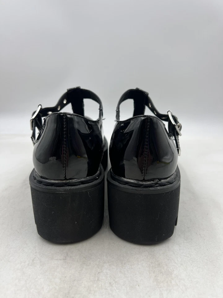 Lamoda Shoes Womens Size 6 Black Mary Jane Platform Chunky T Strap Cutout Goth - Image 3 of 4