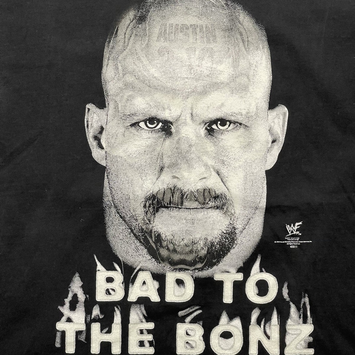 Vtg 90s Stone Cold Steve Austin Bad To The Bonz T-Shirt WWE WWF