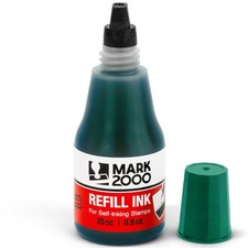 Green Self Inking Refill Ink For Rubber Stamps Liquid Fluid 25cc 0.9 oz