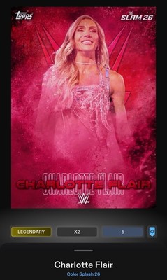 WWE Topps Slam Color Splash DIGITAL Charlotte Flair Legendary Red 5 CC