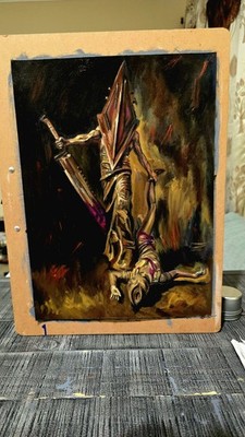 Silent Hill 2 Pyramid Head Original Oil Painting 11x15 Signed by Artist