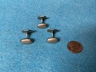 VTG MCM Silver With Black Enamel And Clear Stone Cufflinks (set Of 3) — photo 3