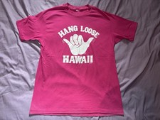 Vintage 80s Hang Loose Hawaii Shirt Mens Medium Pink Rival Tees Surf Beach