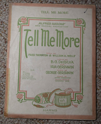 1925 George Gershwin TELL ME MORE Broadway Sheet Music Ira Gershwin Harms