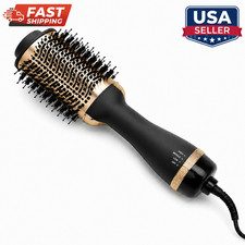 Hot Air Brush Hair Dryer 4-in-1 Volumizer Straightener Blowout Styler Oval, Gold