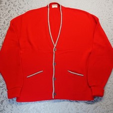 Vintage McGregor Cardigan Sweater Red Made in USA Mens Size XL Grungecore Orlon
