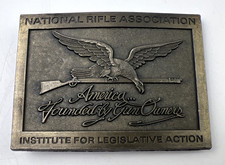 Vintage 1990's NRA America Eagle Gun Owners Belt Buckle Bronze Looking NEW