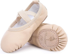 Scarpette Da Danza Classica in Pelle Scarpe Da Ballerina Mezza Punta Suola Spezz