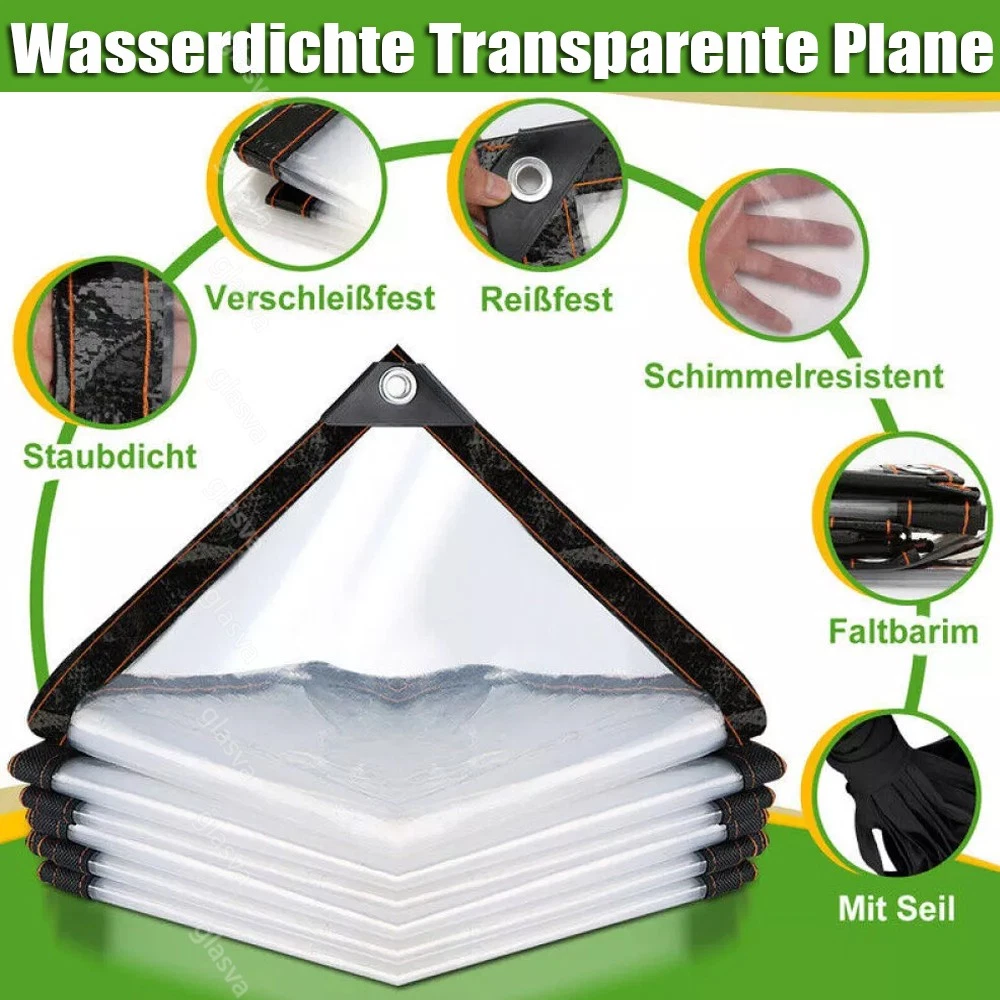 Wasserdichte Plane Gewebeplane 70g/m² Silber/schwarz – Wasserdichte Abdeckplane Mit Ösen, Verschiedene Größen Bauplane Gartenplane