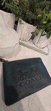 Coach Pebbled Leather Wristlet Pouch in Forrest Green