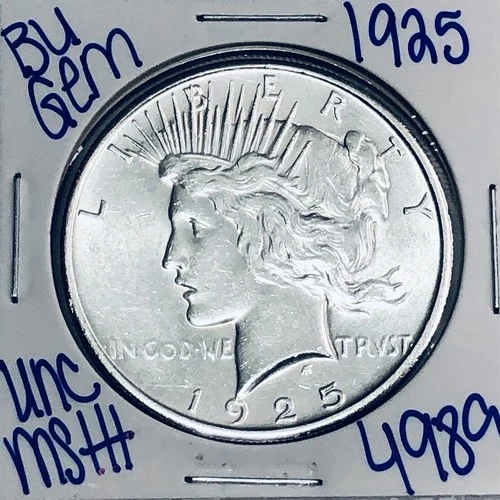 1925 BU UNCIRCULATED SILVER PEACE DOLLAR AUTHENTIC U.S. MINT FREE SHIPPING 4989