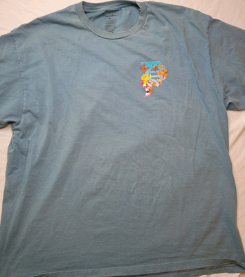 Primitive Apparel Blue Floral Butterfly Graphic Men's T-Shirt 2XL Cotton