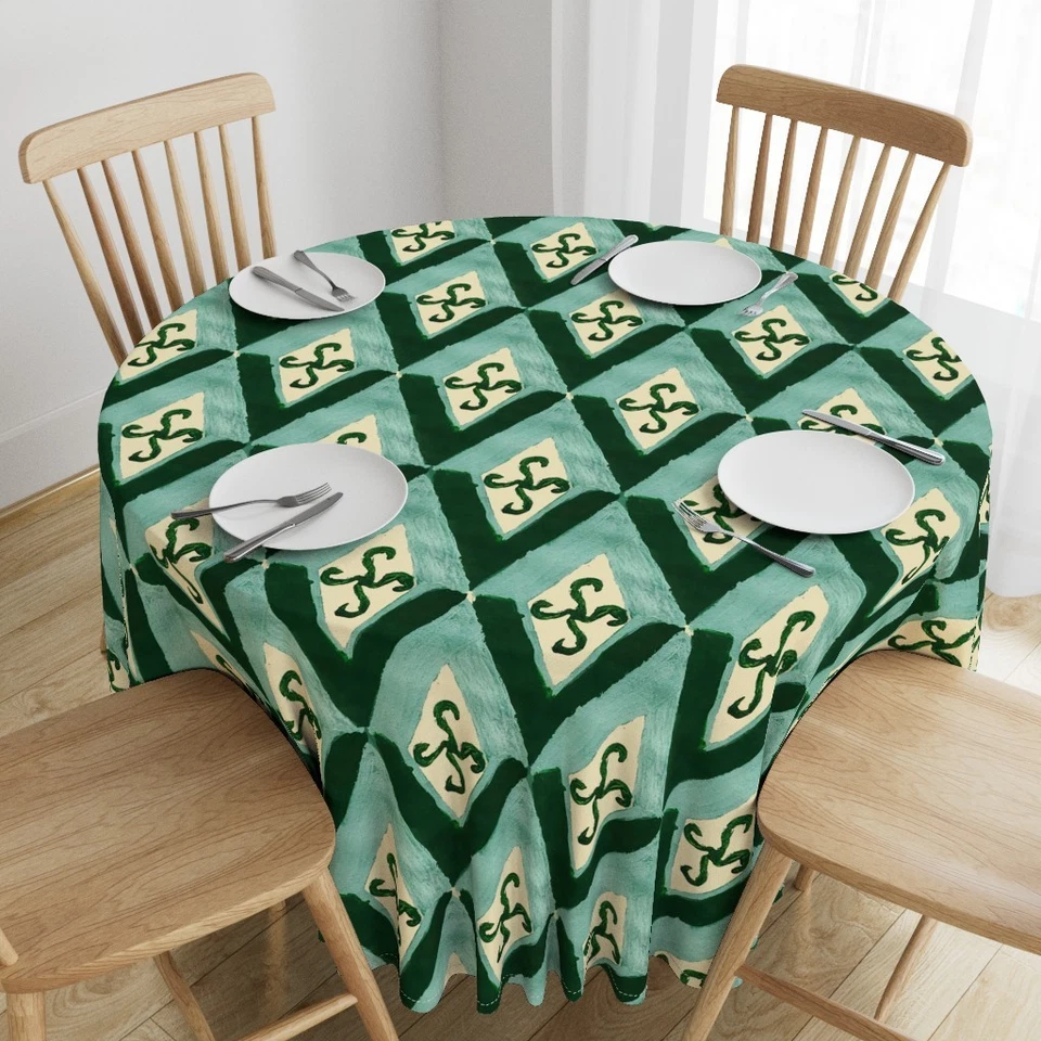 Girandola Emerald Gradient Hues Printed Round Table Cover, Round Table Cloth - Image 2 of 4