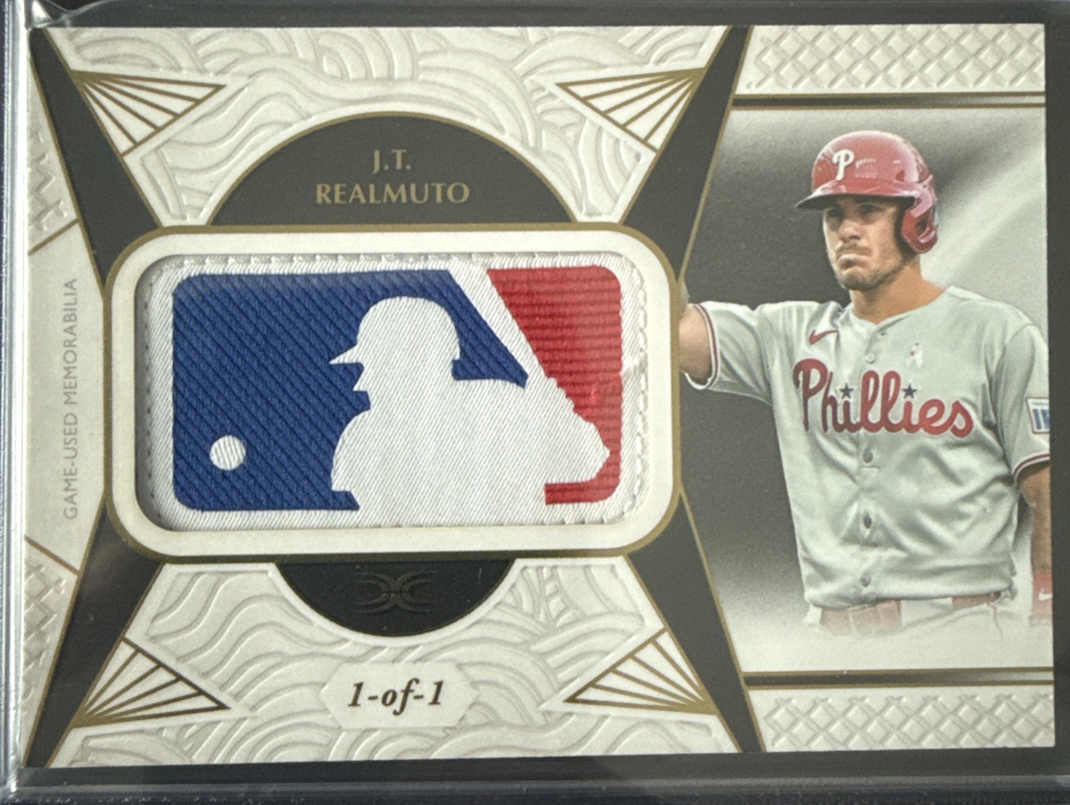 1 Of 1 - 2025 Topps Definitive Collection J.T. Realmuto DLP-JT LOGO MAN PATCH! view 1