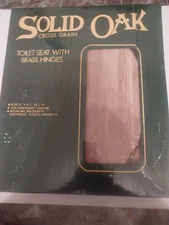 Solid oak toilet seat with brass hinges (cross grain) TBA Inc. - new old stock