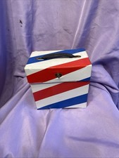 vintage record case for 45rpm records vinyl red white and blue holder