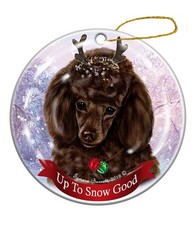 Holiday Pet Gifts Poodle Chocolate Dog Porcelain Christmas Ornament