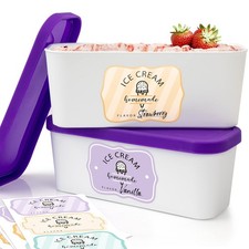 Set of 2 Reusable Ice Cream Tub Containers 1.6 Quart Ea. - Perfect for white