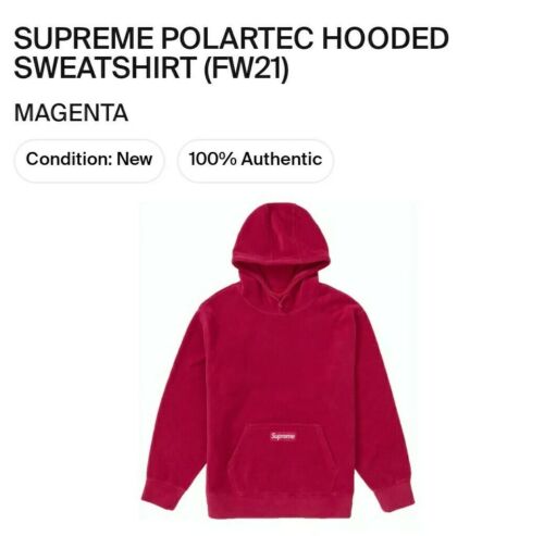 Sweat-shirt à capuche Supreme Polartec (FW21) "Magenta" homme taille S petit - Photo 1 sur 2