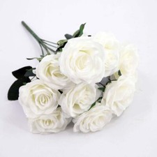 10 Heads Silk Rose Artificial Flowers Bouquet Wedding Garden Home Party Decor UK