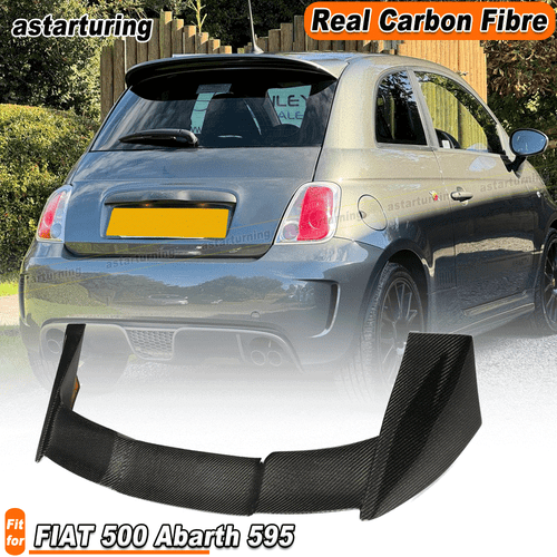 For FIAT 500 Abarth 595 2010-2020 Real Carbon Fiber Rear Roof Spoiler Wing Lip  - Picture 1 of 9