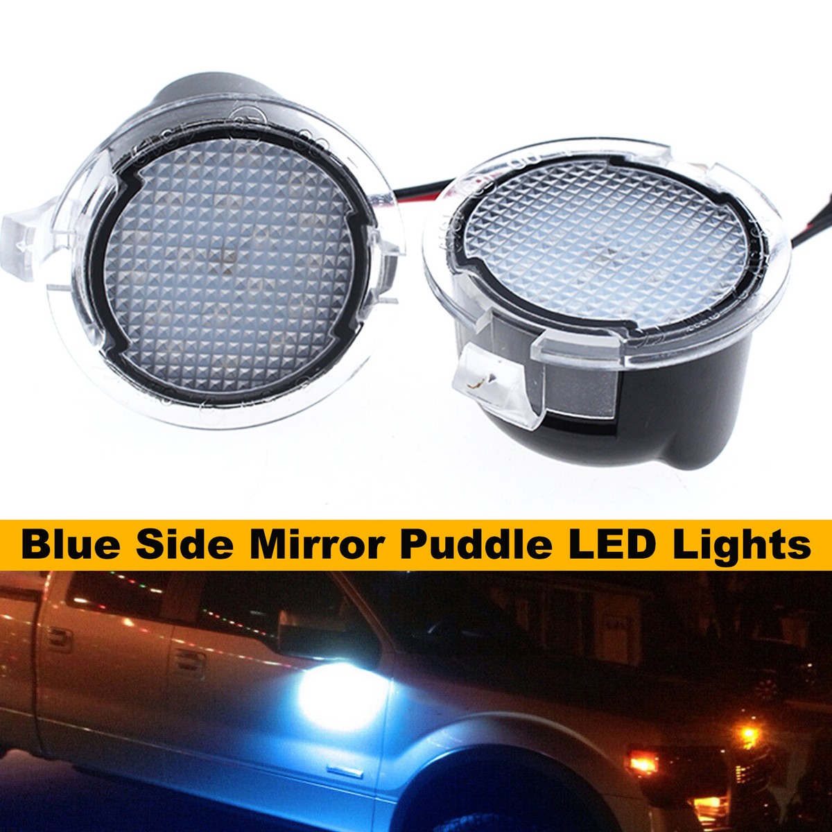 2Pcs Blue LED Puddle Lights For Ford Taurus Edge Flex F150 Side