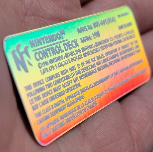 1 NINTENDO 64 N64 CONTROL DECK NUS-001(USA) CHROME HOLO WHITE TEXT LABEL STICKER - Picture 2 of 16