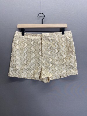 Foever21 Womens Gold Shorts Sparkle Laced Size Large