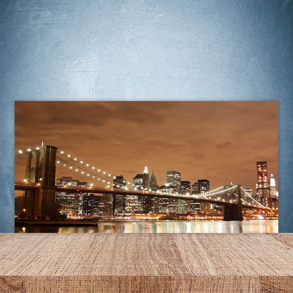 Crédence de cuisine en verre 100x50 cm motif Architecture Bridge City anti-projections
