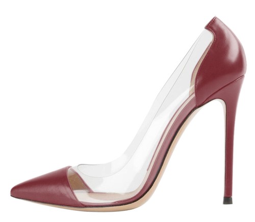 Womens Sexy Pointed Toe Splicing Transparent 10cm High Heels Pumps Dress Shoes - Picture 35 of 40