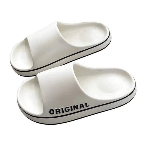 Feslishoet Women Letter Slippers Beach Slides Solid Color Mens Thick Sole Indoor - Picture 11 of 36