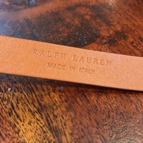 Ralph Lauren Vintage Leather Belt Made in Italy Tan Silver Buckle sz Small - Picture 9 of 13