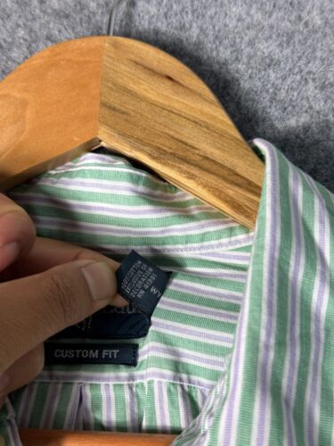 Ralph Lauren Button Down Shirt Long Sleeve Mens Size XL Green Striped Custom Fit - Picture 4 of 8