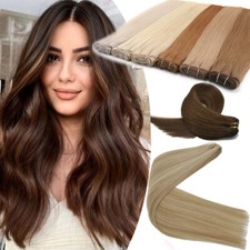 Double Weave Sew in Virgin Human Hair Extensions Machine Weft Hair Full Head100g