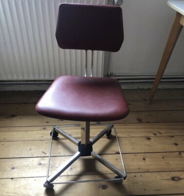 Stuhl Chrom Stuhl BÜROSTUHL  70er Vintage Space Age Sessel Retro Rot 70s Hailo