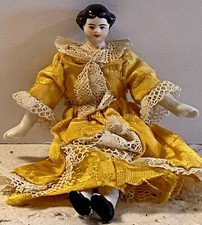 C1860 5  Rare German China Head Doll, Great For Dollhouse, Beautifully Dressed