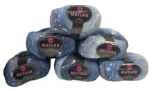 Lot Of 6 Muyuan Dot Mohair Yarn Gradient 50g Each Denim Blue