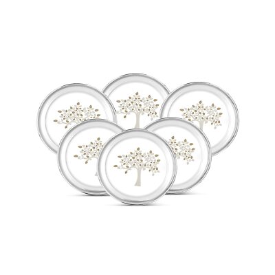 Stainless Steel Heavy Gauge Dinner Plate with Mirror Finish and Vriksha Design 