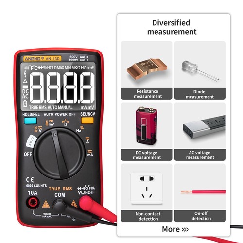 ANENG AN113D Digital Multimeter Electrical Meter 6000 Counts DC/AC Tester K8R8 - Picture 2 of 11