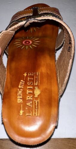 L’Artiste Spring Step Gaiton Brown Sandals Leather Slide Wedge Size 8.5 EU 39 - Picture 9 of 9