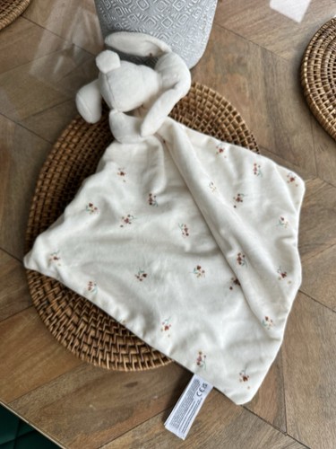 Primark Cream Bunny Rabbit Comforter Blanket Blankie Soft Toy Floral bnwot - Picture 4 of 11