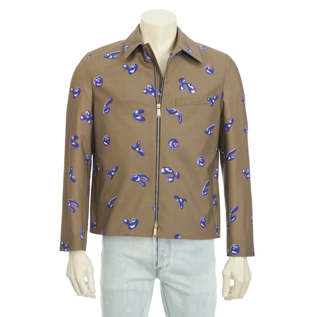 DIOR 3100$ Beige Wool Zipped Jacket With Dior & Kenny Scharf DIOR 3100$ Beige Wool Zipped Jacket With Dior & Kenny Scharf