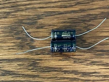 2 New Supertech 22 uf 100v BIPOLAR Axial Capacitors Guitar Tube Amp Crossover