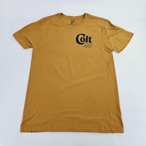 Colt 45 Party Mule Floral Mens MEDIUM M Graphic T-Shirt Mustard Tee NEW - Picture 2 of 9