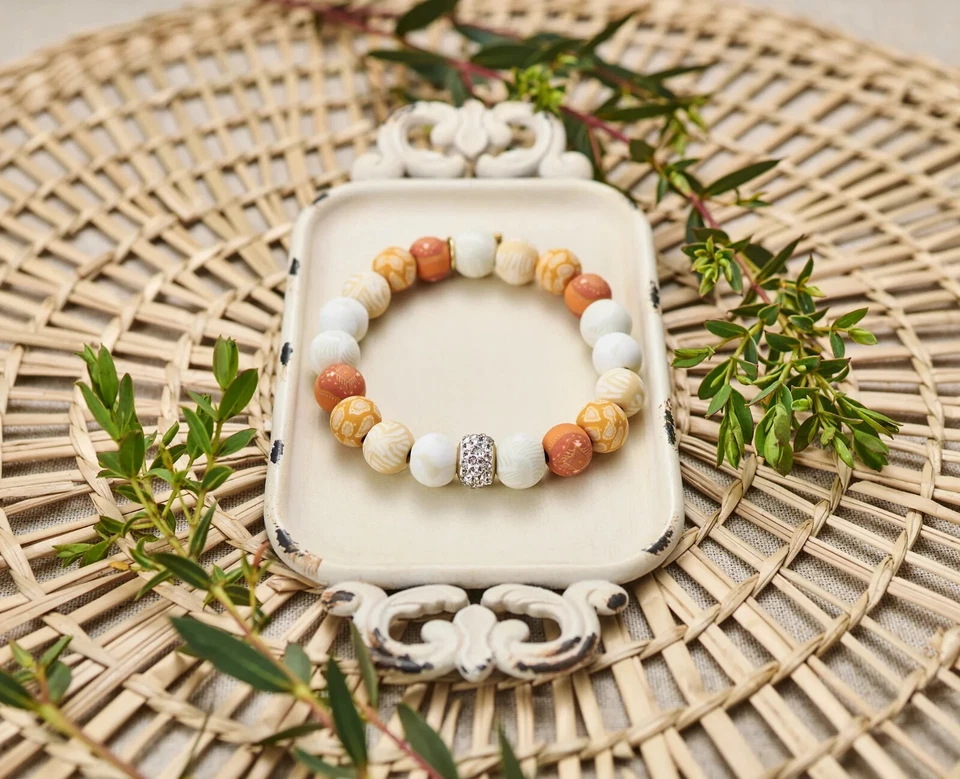 NUEVO JILZARAH Hecho a Mano Cuentas de Arcilla SARAHA ÓXIDO BRONCEADO CREMA Cuentas de Cristal 10mm Pulsera Foto 2 de 2