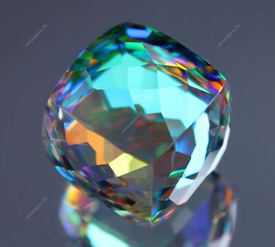 65 CT+ Rainbow Multi Color Cube Cut Natural Mystic Topaz Certified Gemstone