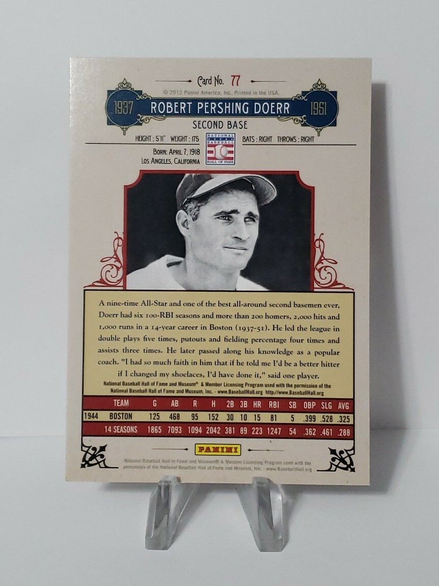 2012 Panini Cooperstown - Bobby Doerr #77 Crystal Collection /299 for ...