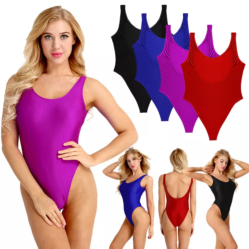 Women Retro 80s/90s Inspired High Cut Low Back One Piece Swimsuit