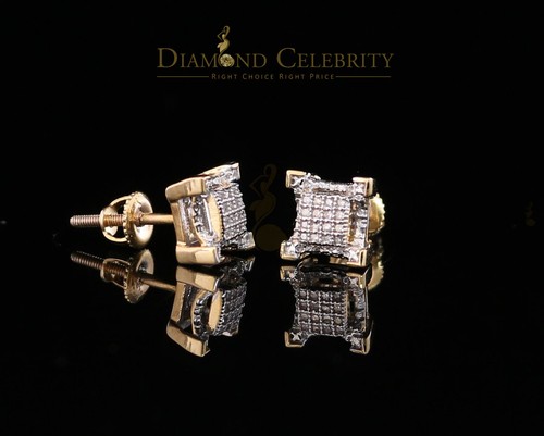 stud Earrings 10K Real Yellow Gold with 0.10CT Real Diamonds Men's/Women's - Picture 5 of 12