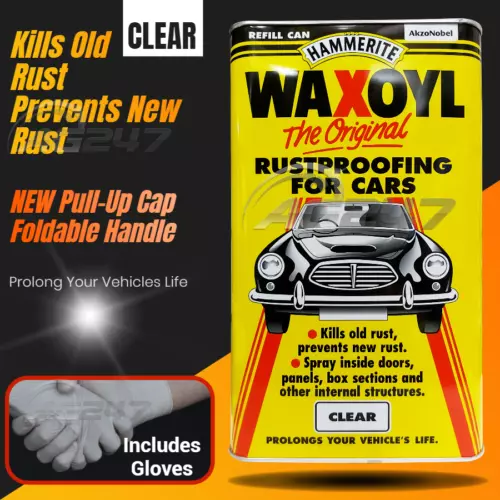 Hammerite Waxoyl Clear Original Rust Proofing Under Seal Wax Oil 5 Litre +Gloves